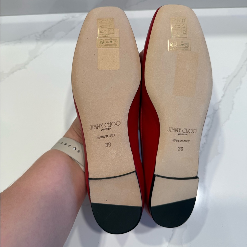 NWT!-{Jimmy Choo}-Size:39-Elme Flat in Red - Picture 8 of 9